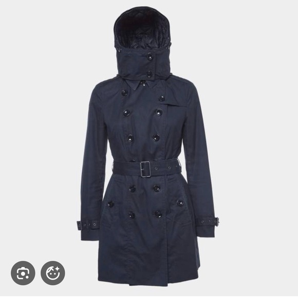 Burberry Jackets & Blazers - Burberry Brit Navy Trench coat USA 12 removable liner and hood